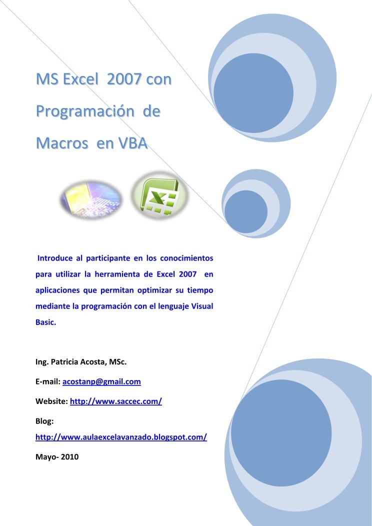 Imágen de pdf MS Excel 2007 con programación de macros en VBA